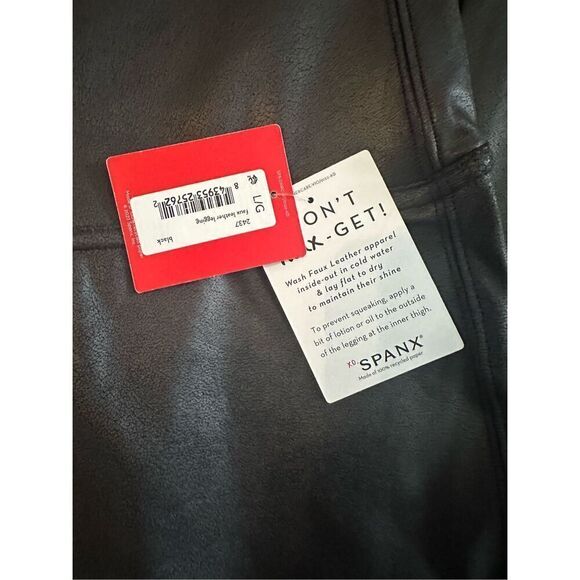 SPANX Womens Solid Pullon Leather Leggings Black Size Large - Picture 3 of 6
